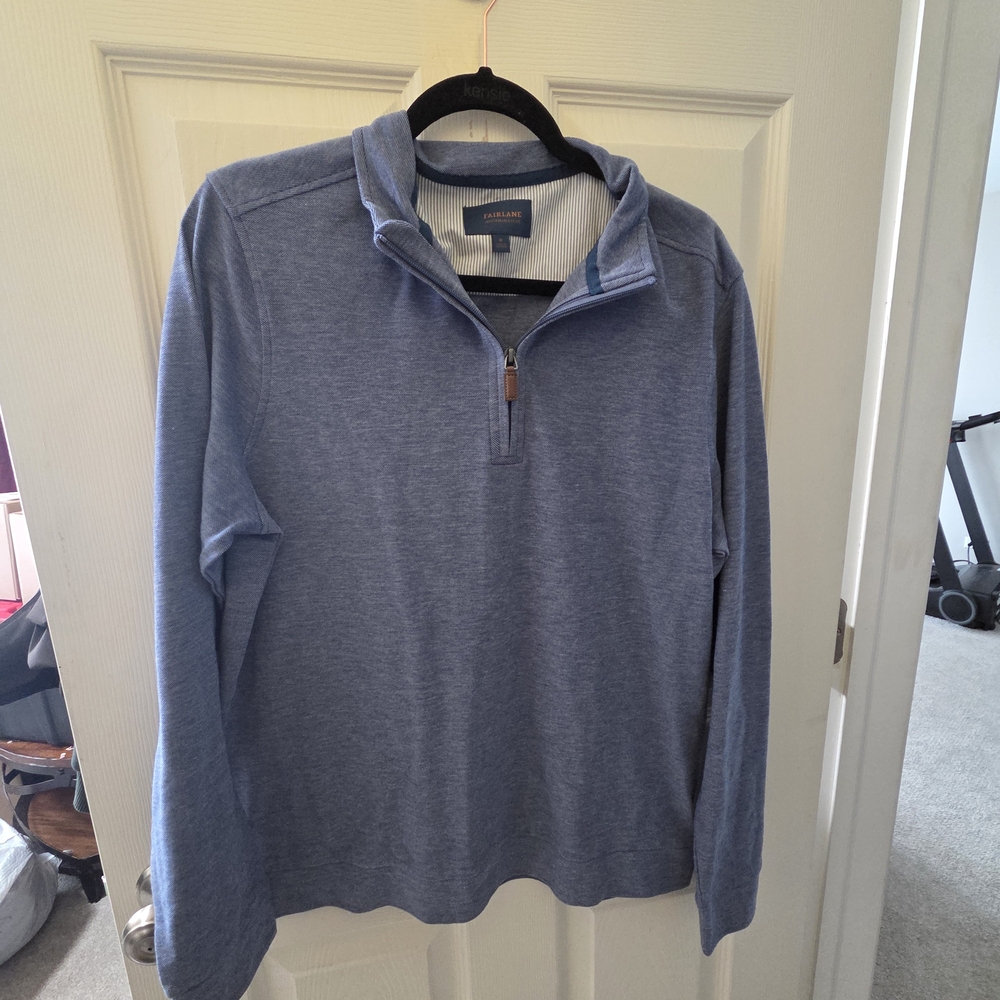 Fairlane Men's Heather Blue Zip-Up Sweater